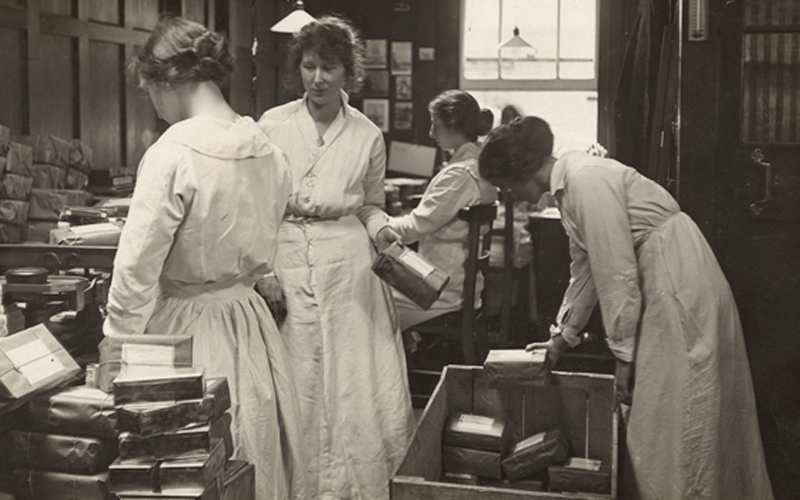 Cadbury ‘girls’ packing comforts at the Bournville Works. Courtesy of Cadbury Archives, Mondelez International